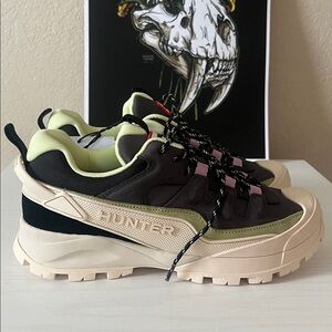 Hunter Chunky Trail Sneakers in Black, Lime & Cream with Lilac Accents